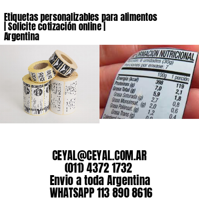 Etiquetas personalizables para alimentos | Solicite cotización online | Argentina