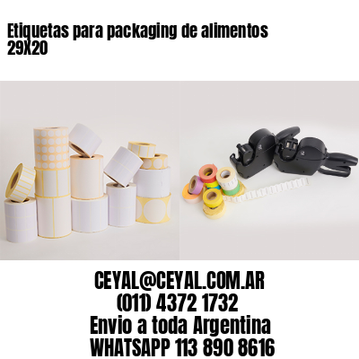 Etiquetas para packaging de alimentos 29X20
