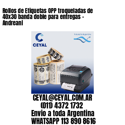 Rollos de Etiquetas OPP troqueladas de 40×30 banda doble para entregas – Andreani