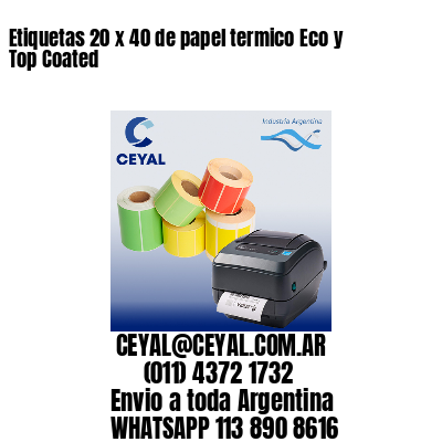 Etiquetas 20 x 40 de papel termico Eco y Top Coated