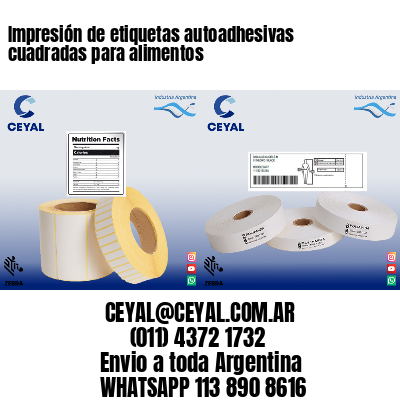 Impresión de etiquetas autoadhesivas cuadradas para alimentos