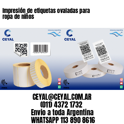 Impresión de etiquetas ovaladas para ropa de niños