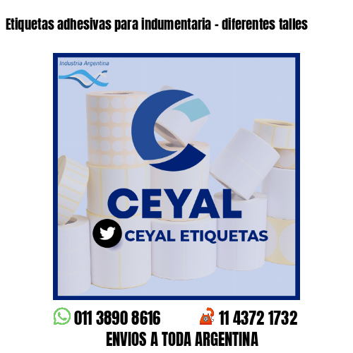Etiquetas adhesivas para indumentaria - diferentes talles