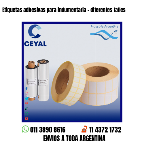 Etiquetas adhesivas para indumentaria – diferentes talles