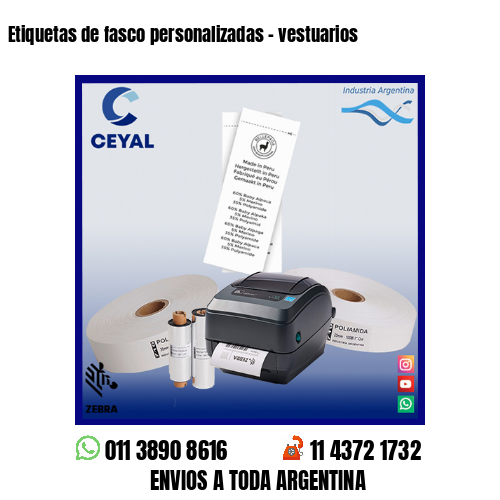 Etiquetas de fasco personalizadas – vestuarios