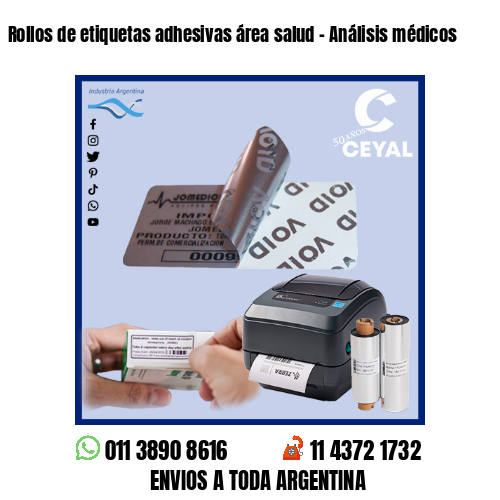 Rollos de etiquetas adhesivas área salud – Análisis médicos