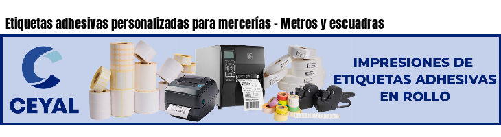 Etiquetas adhesivas personalizadas para mercerías - Metros y escuadras