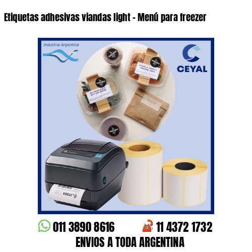 Etiquetas adhesivas viandas light – Menú para freezer