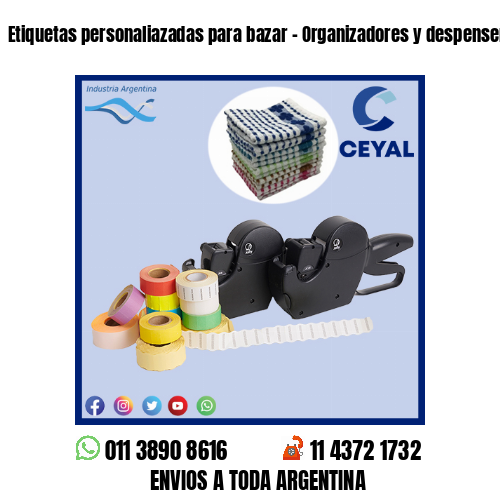 Etiquetas personaliazadas para bazar – Organizadores y despenseros