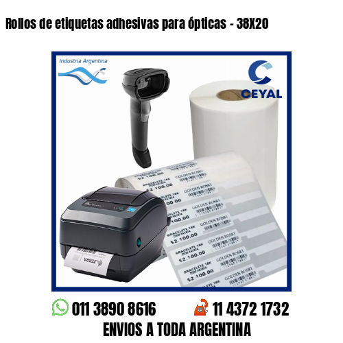 Rollos de etiquetas adhesivas para ópticas – 38X20