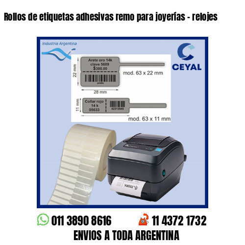 Rollos de etiquetas adhesivas remo para joyerías – relojes