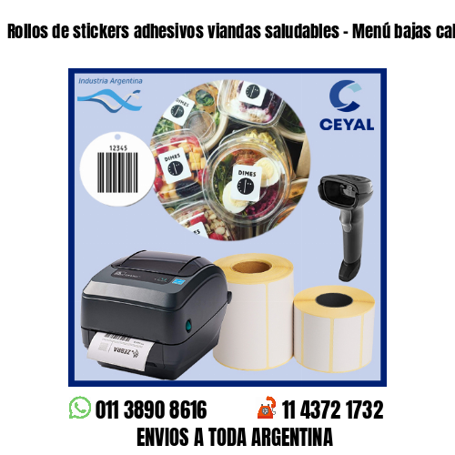 Rollos de stickers adhesivos viandas saludables – Menú bajas calorías