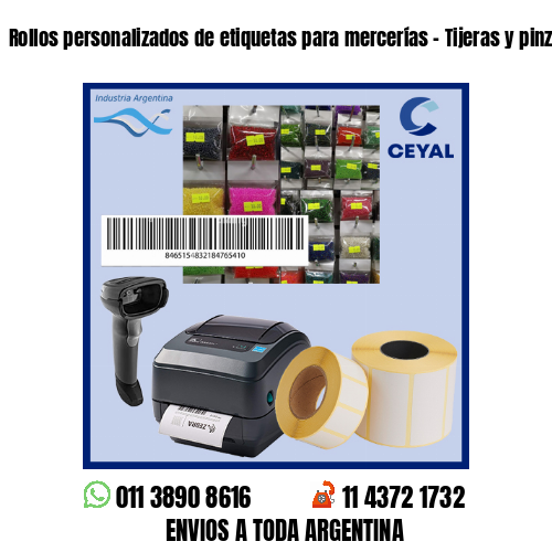 Rollos personalizados de etiquetas para mercerías – Tijeras y pinzas