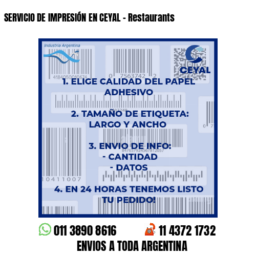 SERVICIO DE IMPRESIÓN EN CEYAL – Restaurants