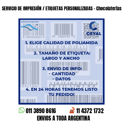 SERVICIO DE IMPRESIÓN / ETIQUETAS PERSONALIZADAS - Chocolaterías