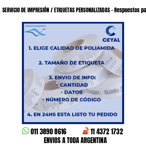 SERVICIO DE IMPRESIÓN / ETIQUETAS PERSONALIZADAS - Respuestos para automotores