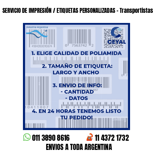 SERVICIO DE IMPRESIÓN / ETIQUETAS PERSONALIZADAS - Transportistas