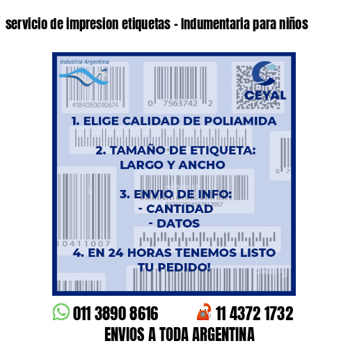 servicio de impresion etiquetas – Indumentaria para niños
