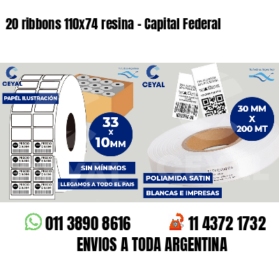 20 ribbons 110x74 resina - Capital Federal