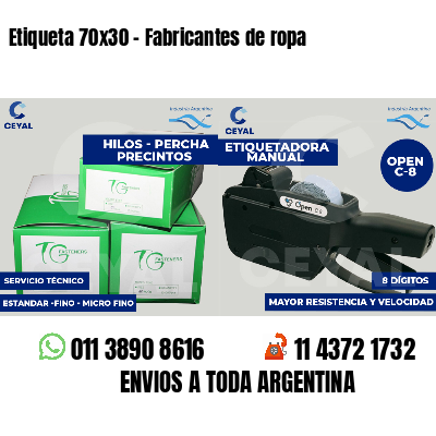 Etiqueta 70x30 - Fabricantes de ropa