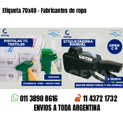 Etiqueta 70x40 - Fabricantes de ropa 