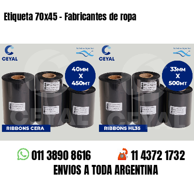 Etiqueta 70x45 - Fabricantes de ropa 