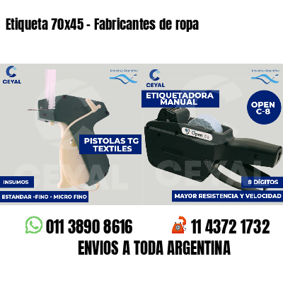 Etiqueta 70x45 - Fabricantes de ropa 