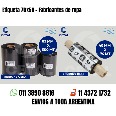 Etiqueta 70x50 - Fabricantes de ropa