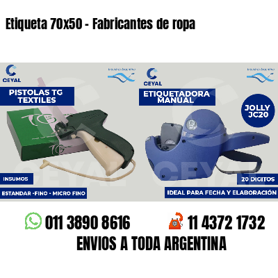 Etiqueta 70x50 - Fabricantes de ropa