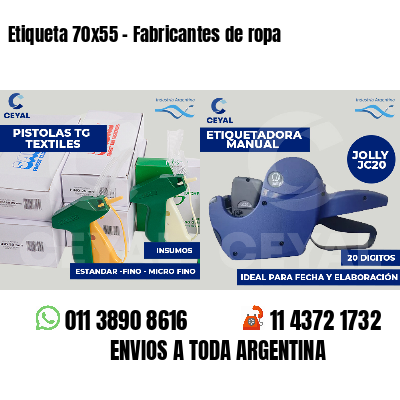 Etiqueta 70x55 - Fabricantes de ropa