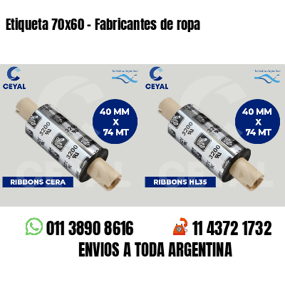 Etiqueta 70x60 - Fabricantes de ropa 