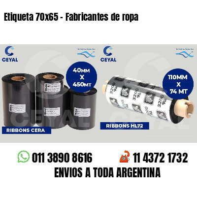 Etiqueta 70x65 - Fabricantes de ropa 