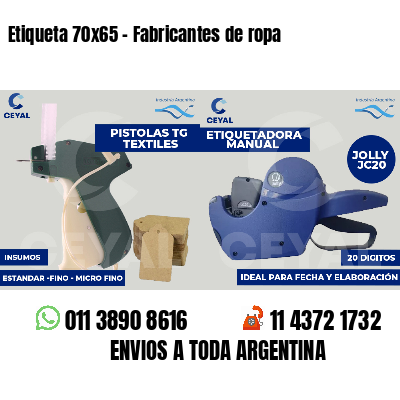 Etiqueta 70x65 - Fabricantes de ropa 