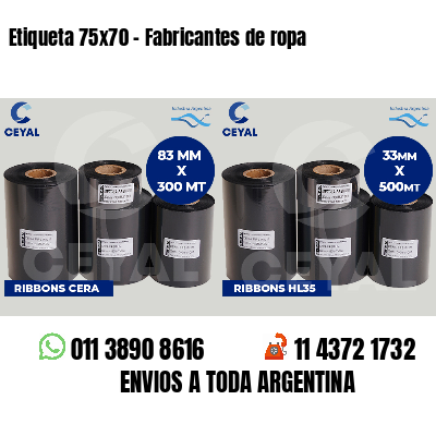 Etiqueta 75x70 - Fabricantes de ropa 