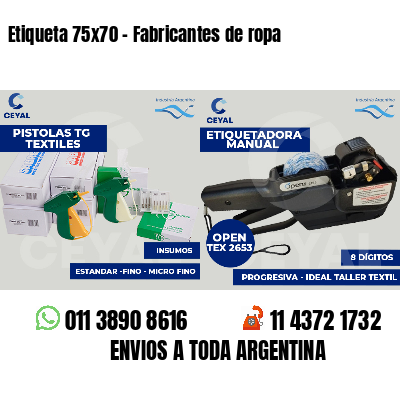 Etiqueta 75x70 - Fabricantes de ropa 