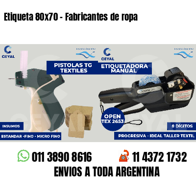 Etiqueta 80x70 - Fabricantes de ropa 