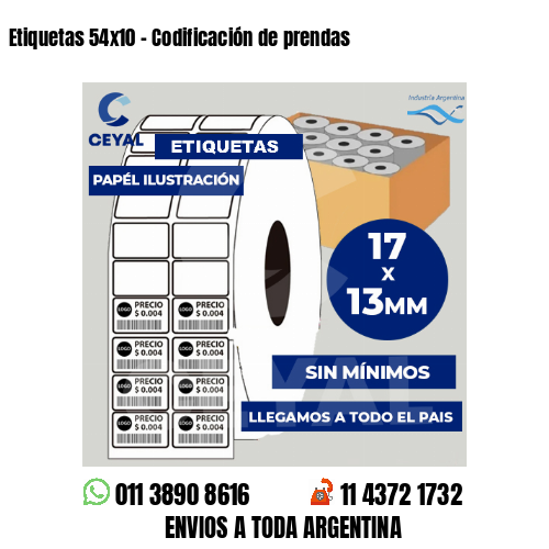 Etiquetas 54×10 – Codificación de prendas