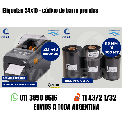Etiquetas 54x10 - código de barra prendas