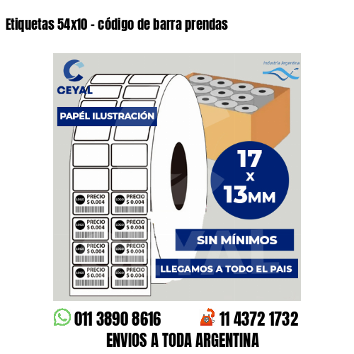Etiquetas 54×10 – código de barra prendas