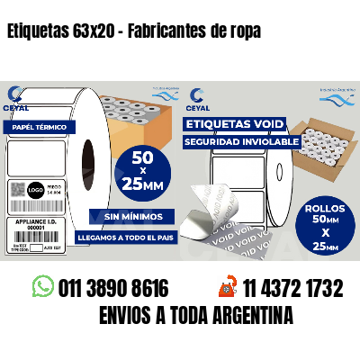 Etiquetas 63x20 - Fabricantes de ropa