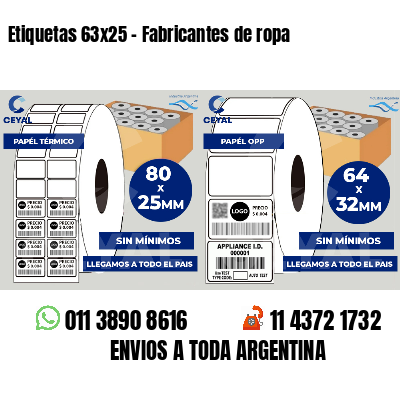 Etiquetas 63x25 - Fabricantes de ropa