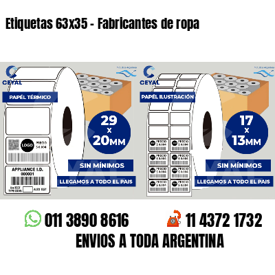 Etiquetas 63x35 - Fabricantes de ropa