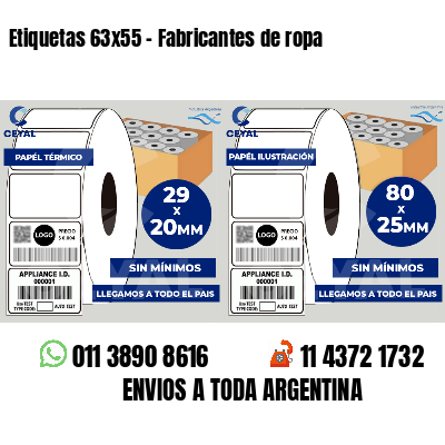 Etiquetas 63x55 - Fabricantes de ropa