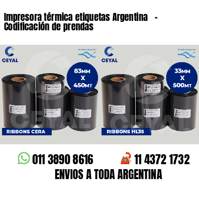Impresora térmica etiquetas Argentina   - Codificación de prendas