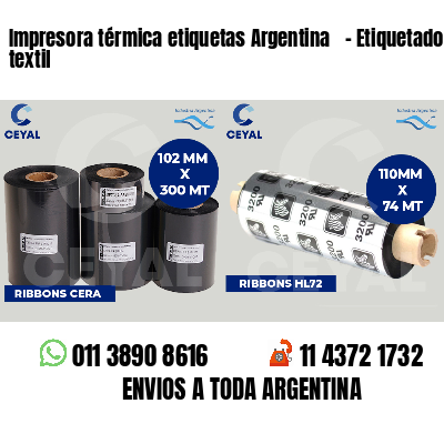 Impresora térmica etiquetas Argentina   - Etiquetado textil