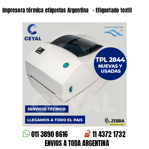 Impresora térmica etiquetas Argentina   – Etiquetado textil