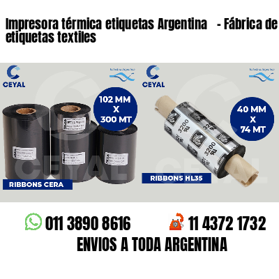 Impresora térmica etiquetas Argentina   - Fábrica de etiquetas textiles