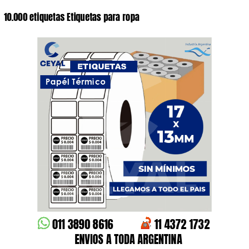 10.000 etiquetas Etiquetas para ropa