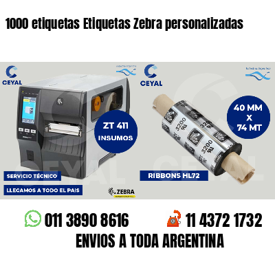 1000 etiquetas Etiquetas Zebra personalizadas