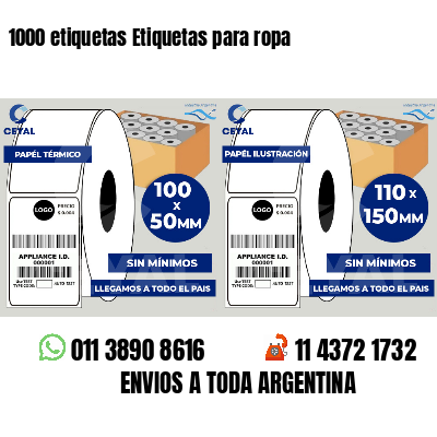 1000 etiquetas Etiquetas para ropa